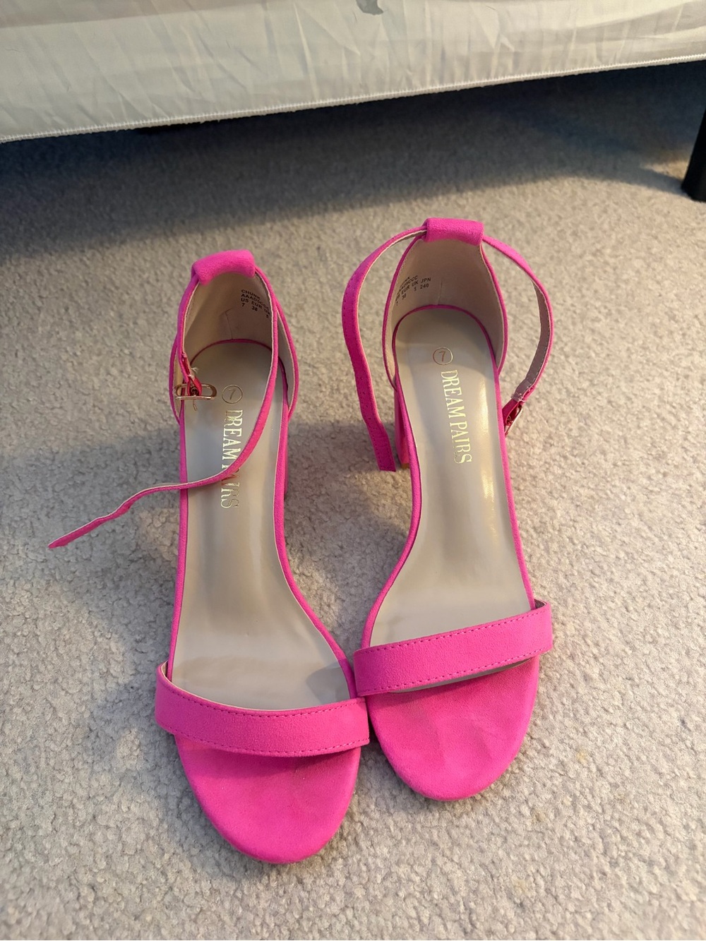Women’s Hot Pink Block Heel Sandals with Ankle Strap